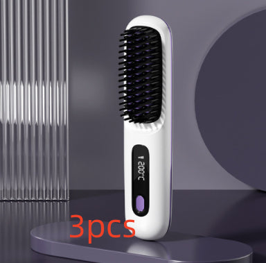 Trendy 2 In 1 Straight Hair Comb Wireless Hair Straightener Brush Hai