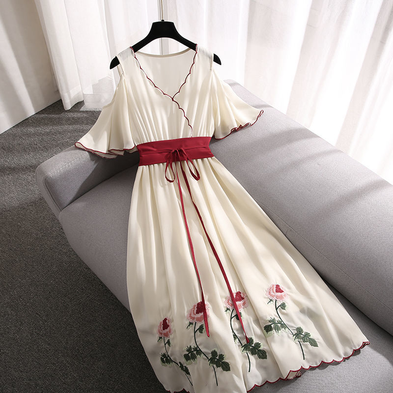 Women's Summer Embroidery Improved Hanfu Dress