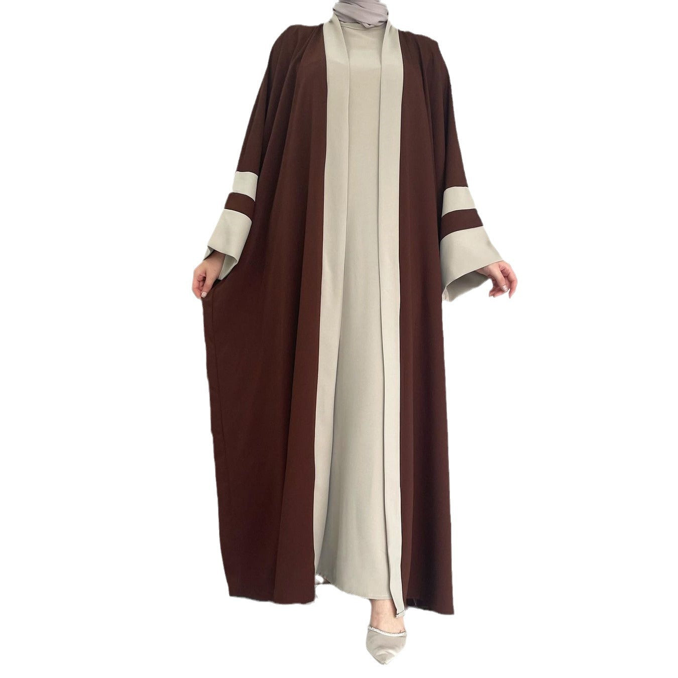 Stylish Women'S Muslim Long Dress Abaya Two Piece Suit for Everyday W