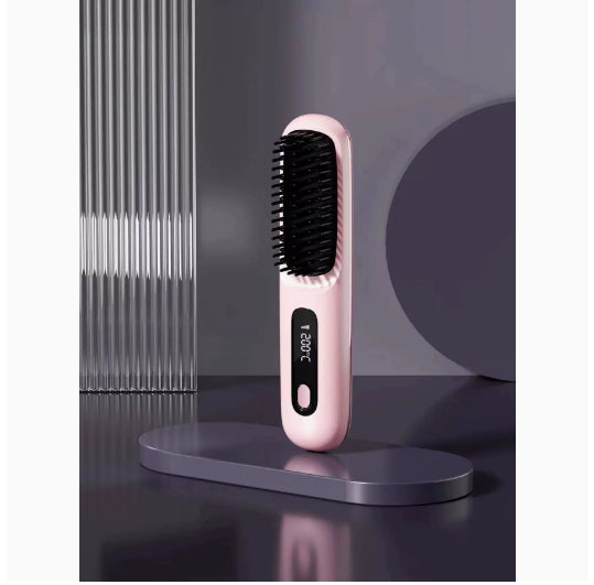 Trendy 2 In 1 Straight Hair Comb Wireless Hair Straightener Brush Hai