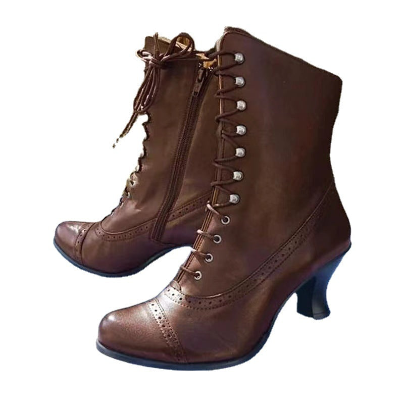 Bottes Rétro Rivet Femme Bout Pointu