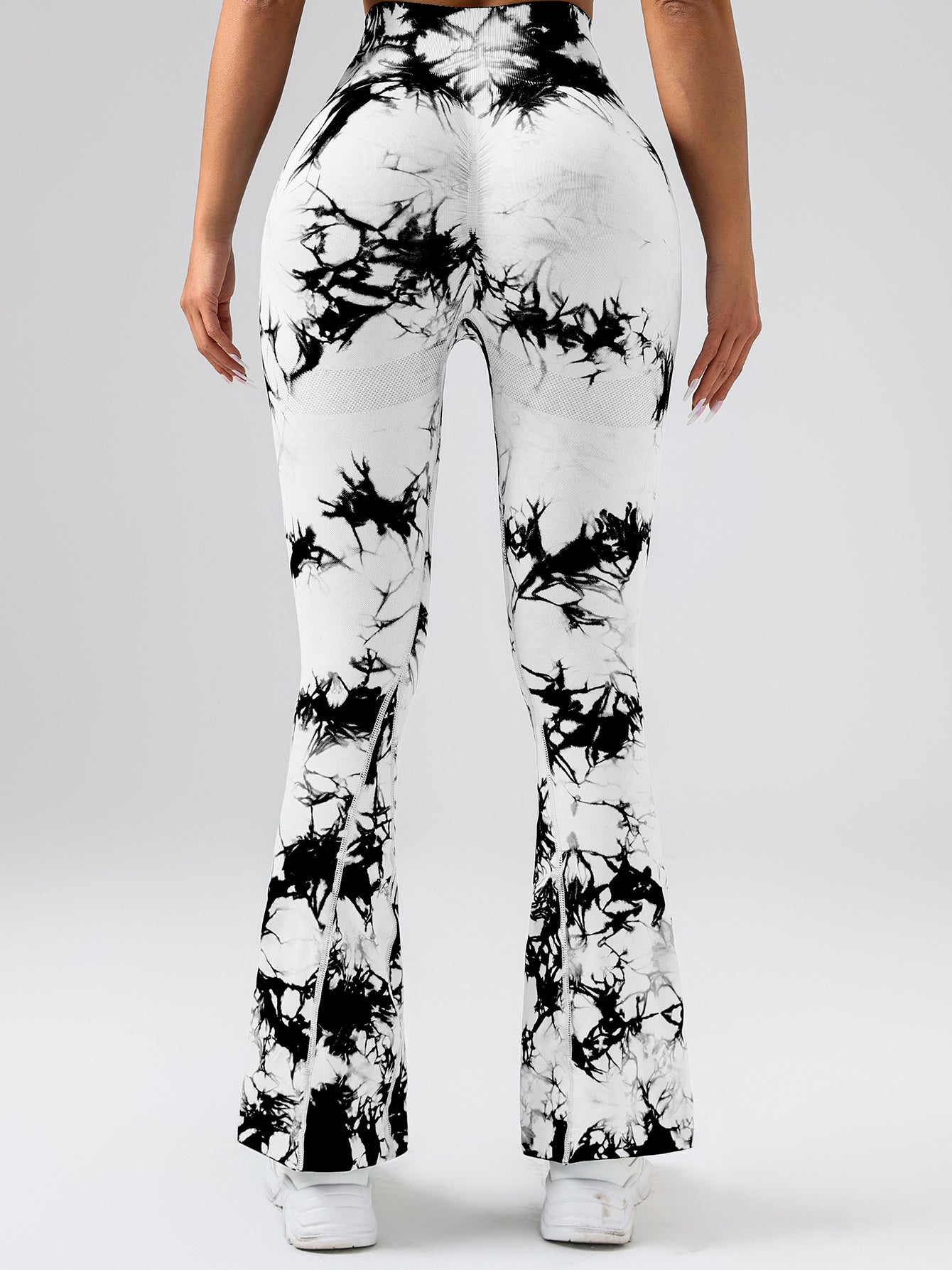 2er-Pack Batik-Leggings mit hoher Taille, ausgestellt, Po-Lifting, Fitness, Sport, Yoga, Schlaghosen für Damen, Workout-Leggings für Damen, nahtlose Leggings zum Kneten des Po-Liftings