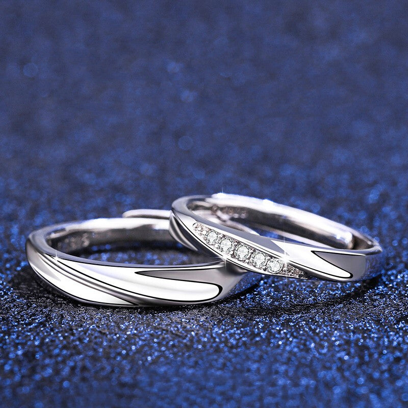 Fine Silver Platinum Plated Adjustable Ring