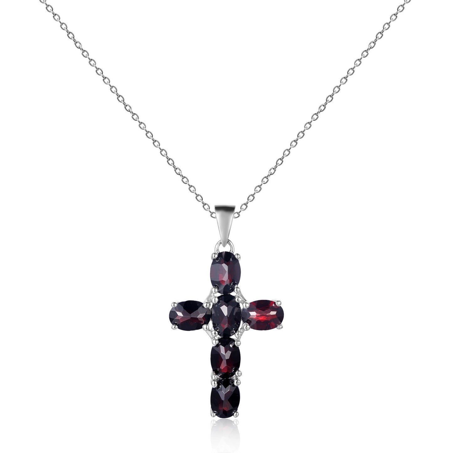 925 Silver Inlaid Crystal Cross Necklace Pendant
