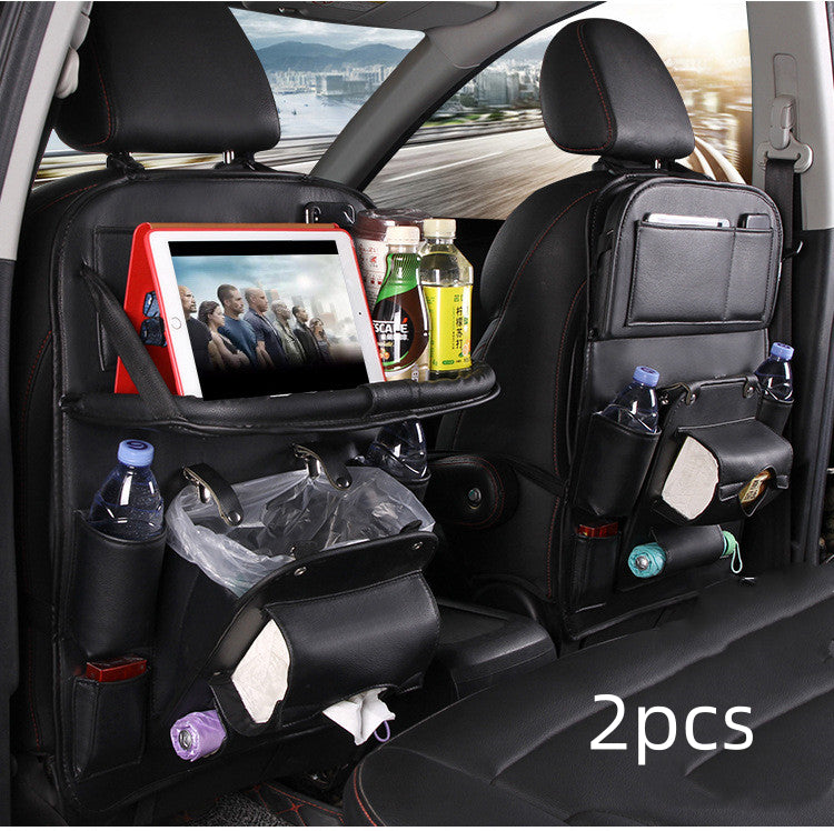 Trendy Pu Leather Car Storage Bag Multifunction Seat Back Tray Hangin
