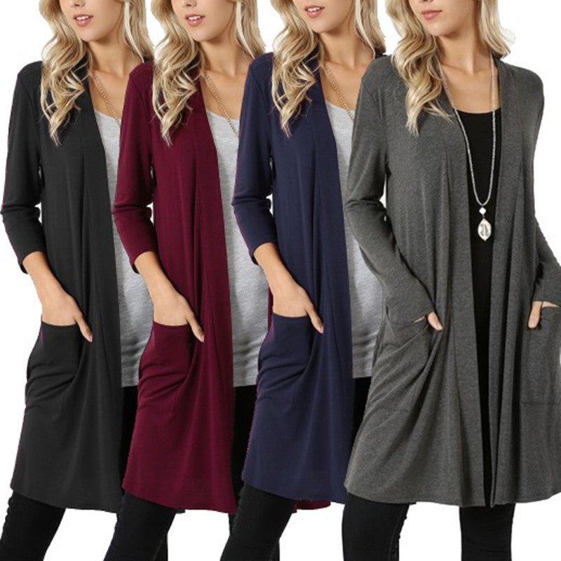 Lightweight Open Front Mid Length Cardigan — Elevated Knit Layer | PurelyMart