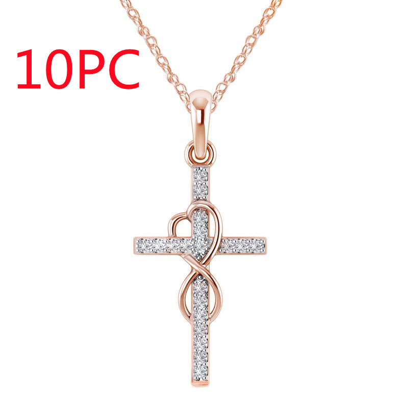 Legierungsanhänger mit Diamant und achtstelliger Kreuzkette