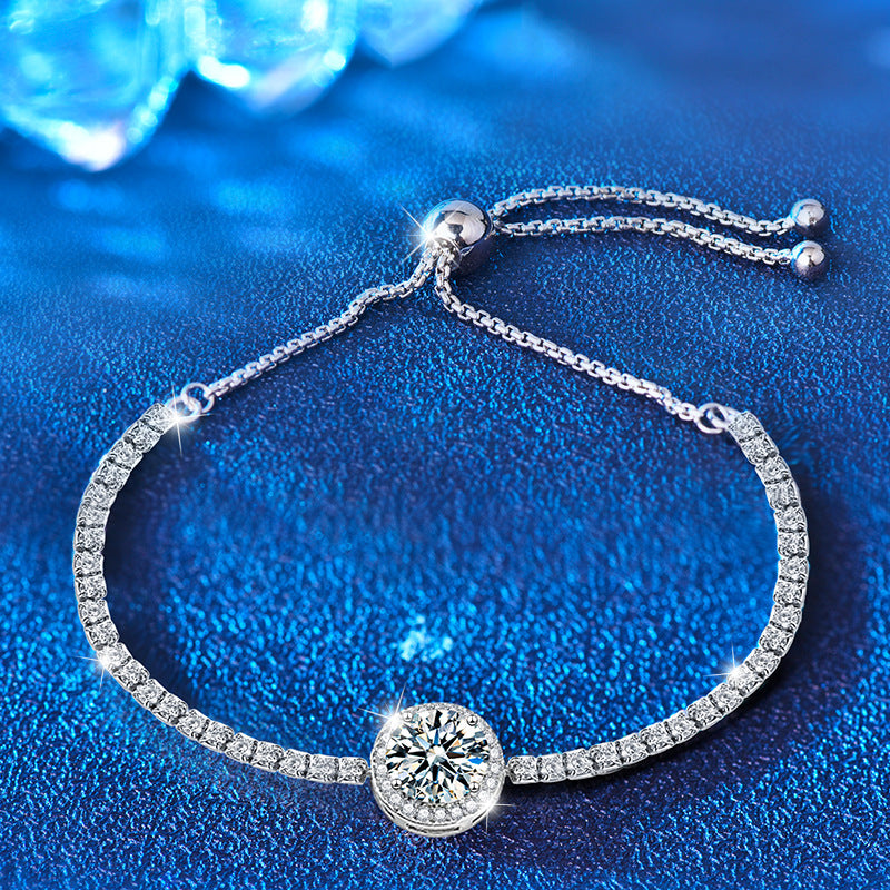 Armband für Damen aus Sterlingsilber mit Moissanit-Sternenmuster