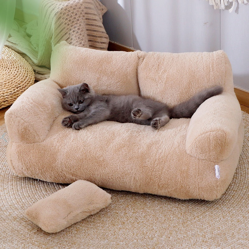 Canapé-lit de luxe pour chats, nid douillet et chaud pour l'hiver, pour petits et moyens chiens et chats, lit confortable en peluche pour chiots, fournitures pour animaux de compagnie