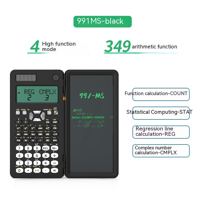 Calculatrices scientifiques pliables 2 en 1 avec tablette d'écriture, fonction d'apprentissage, calculatrices scientifiques de bureau pliables
