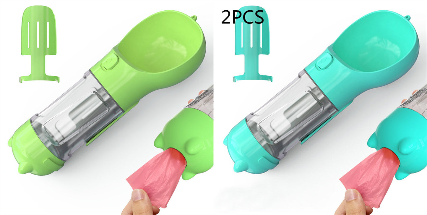 Bouteille d'eau pour animaux de compagnie, gamelle, rangement de sacs poubelles, portable pour voyage en extérieur, bouteille d'eau 3-en-1 pour chien