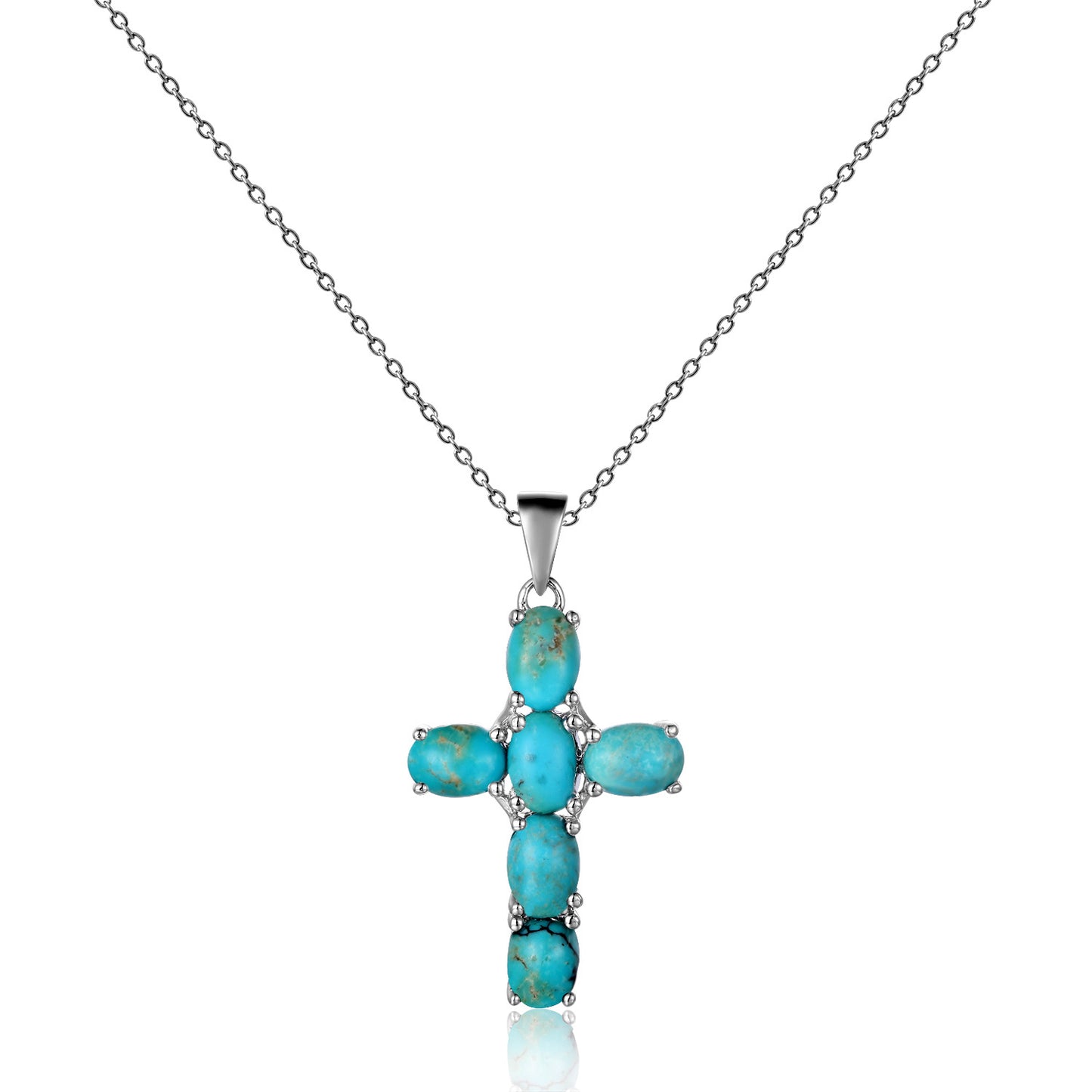 925 Silver Inlaid Crystal Cross Necklace Pendant