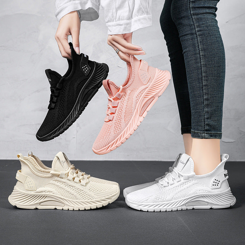Modische, lässige Sportschuhe für Damen, flache Schnürschuhe, leichte, atmungsaktive Laufschuhe aus Mesh