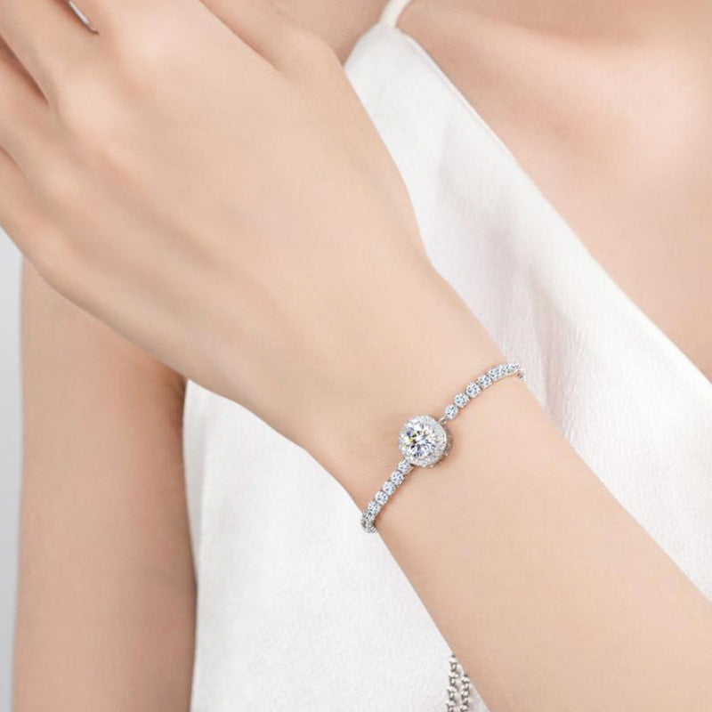 Armband für Damen aus Sterlingsilber mit Moissanit-Sternenmuster