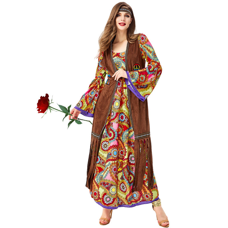 Déguisement Vintage Disco Hippie Déesse Tribale Primitive