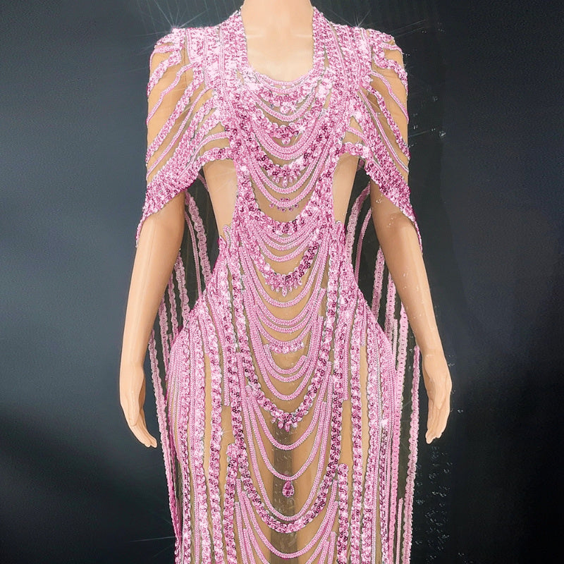 Abendkleid mit Kristall-Pailletten