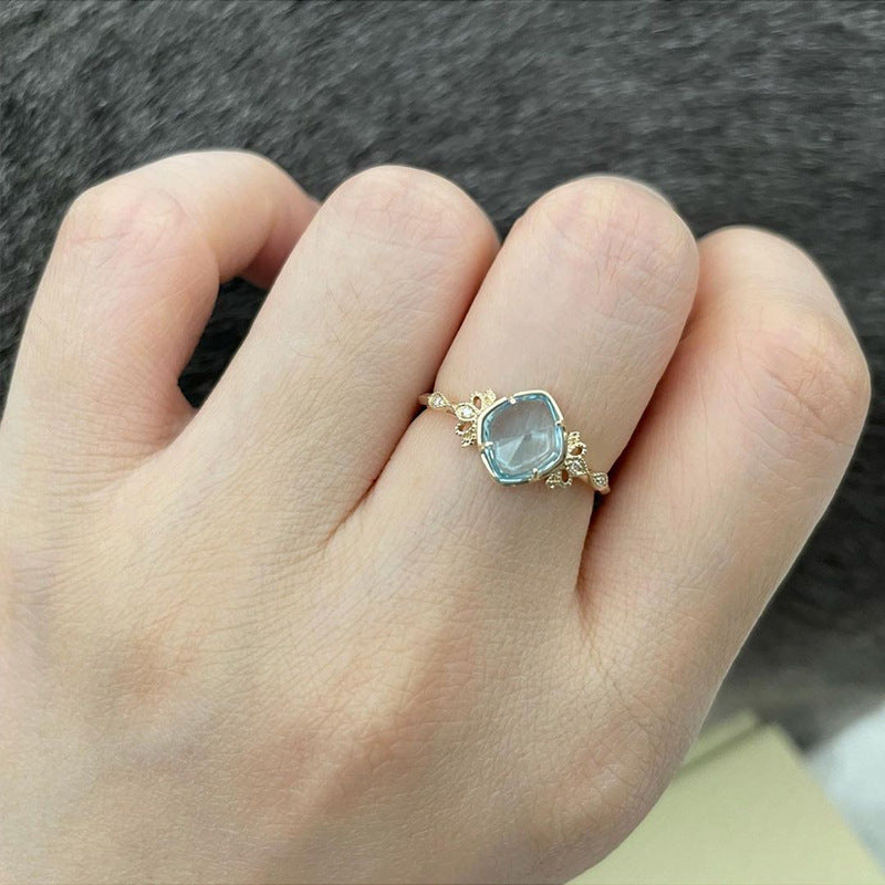 Vintage Diamond Ring Natural Topaz