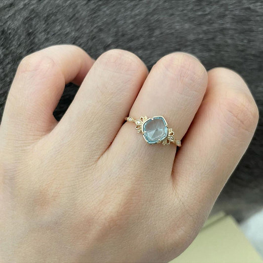 Vintage Diamond Ring Natural Topaz