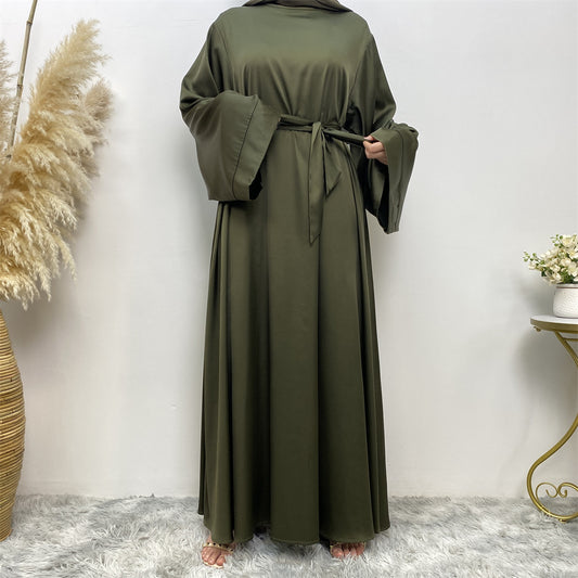 Stylish Women'S Lace Up Satin Muslim Dress for Everyday Wear