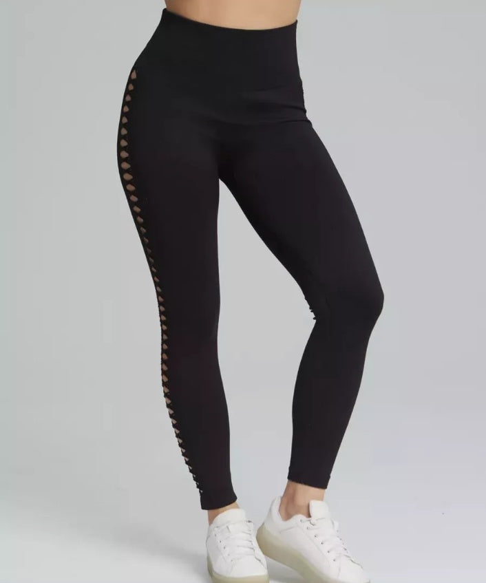 Cut Out Side Hollow Tie Dyed Yoga Pants, High Waist And Hip Lifting Fitness Pants With Side Hollow Seamless Sports Tights, Workout Gym Yoga Pants Scrunch Butt Lift Tights