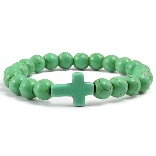 Blaues Türkis-Kreuz-Armband