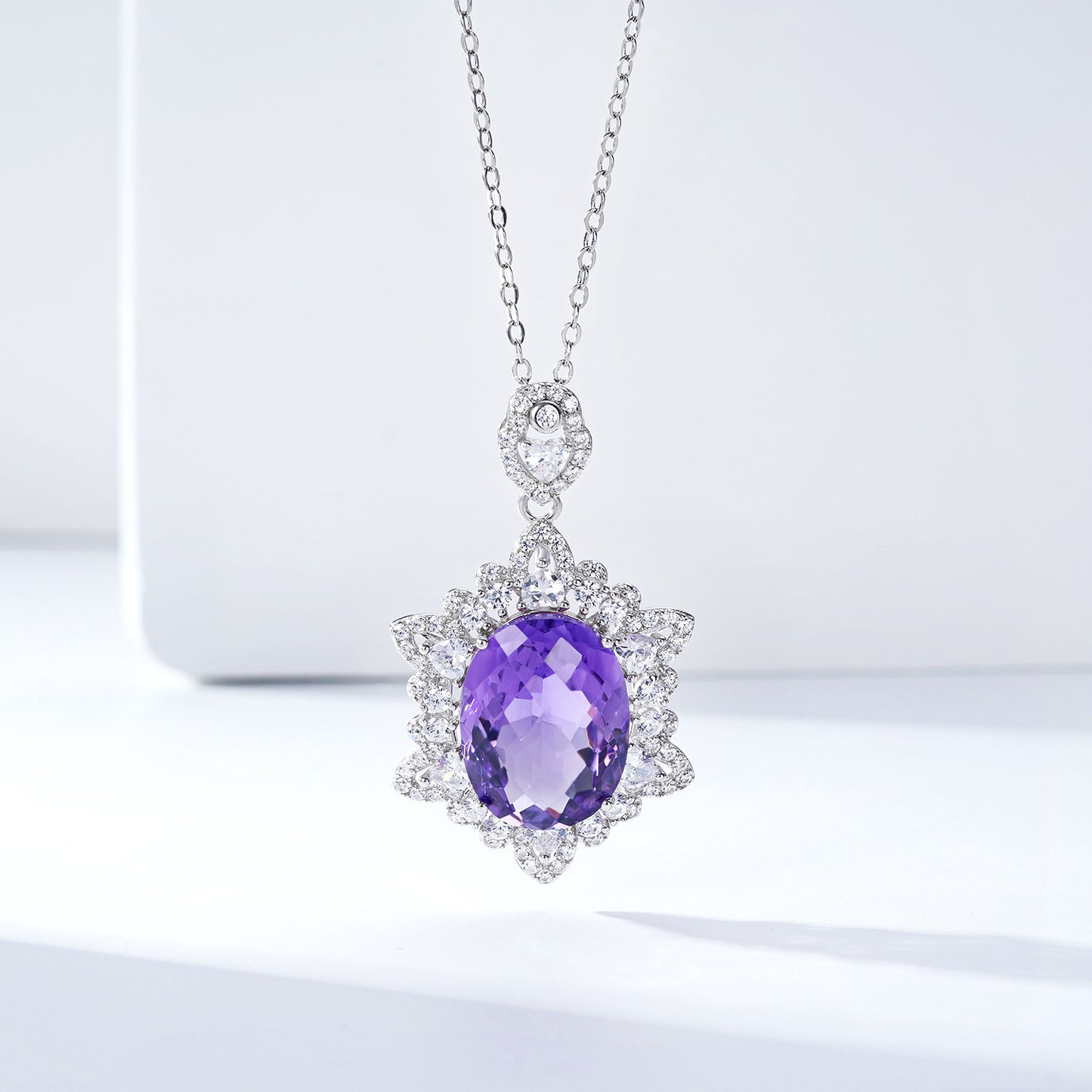 Natural Amethyst Necklace in 925 Sterling Silver — Elegant Women’s Gemstone Jewelry