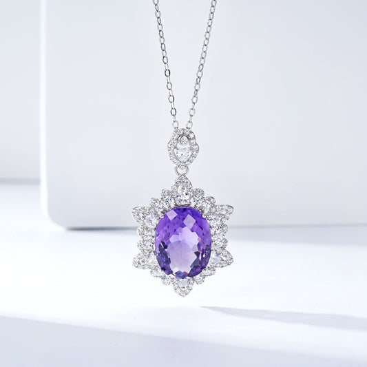 Natural Amethyst Necklace in 925 Sterling Silver — Elegant Women’s Gemstone Jewelry