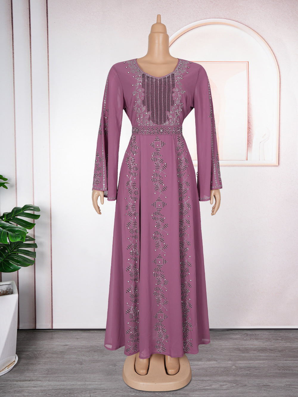 Stylish Elegant Heavy Industry Muslim Dress for Everyday Wear