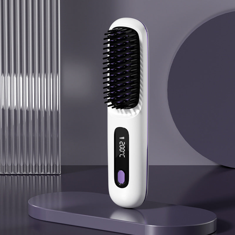 Trendy 2 In 1 Straight Hair Comb Wireless Hair Straightener Brush Hai