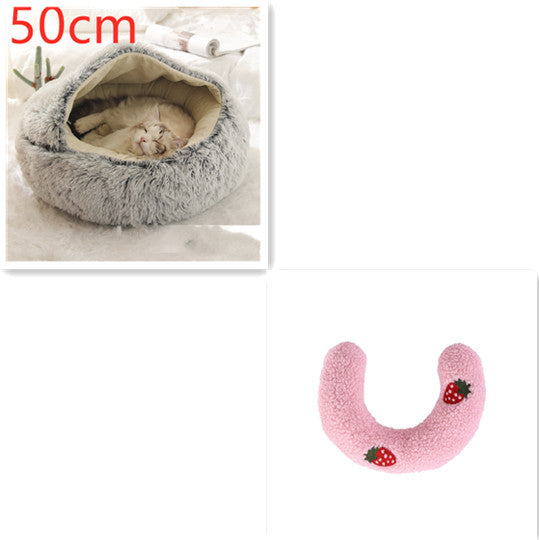 2 en 1 Lit pour chien et chat Lit d'hiver pour animaux de compagnie Lit rond en peluche Lit chaud Maison douce longue en peluche Produits pour animaux de compagnie