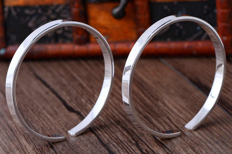 Simple Smooth Lovers Silver Bracelet