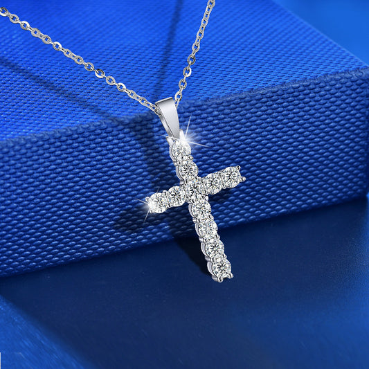 Pendentif croix en moissanite en argent sterling 925 pour femmes
