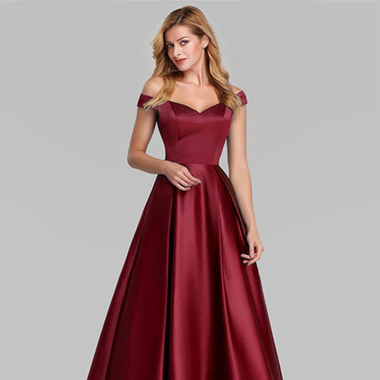 V-Ausschnitt, einfarbig, langes Vintage-Abendkleid