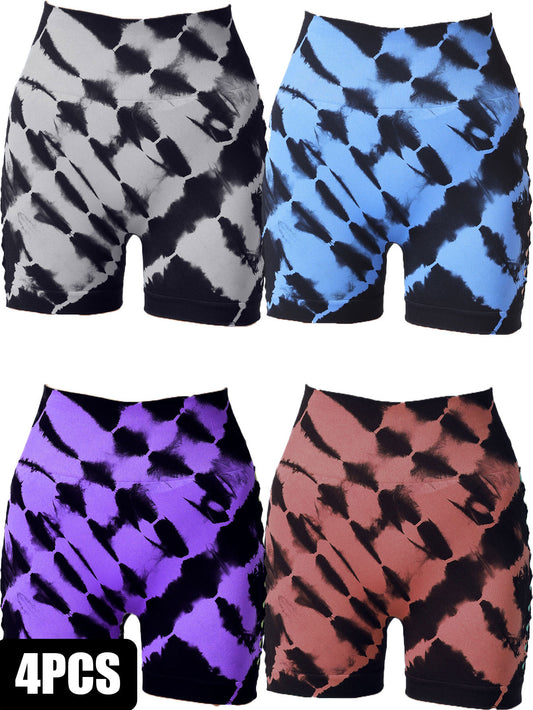 4er-Pack hoch taillierte Yoga-Shorts für Damen, Fitness-Leggings, feuchtigkeitsableitend, atmungsaktiv und dehnbar