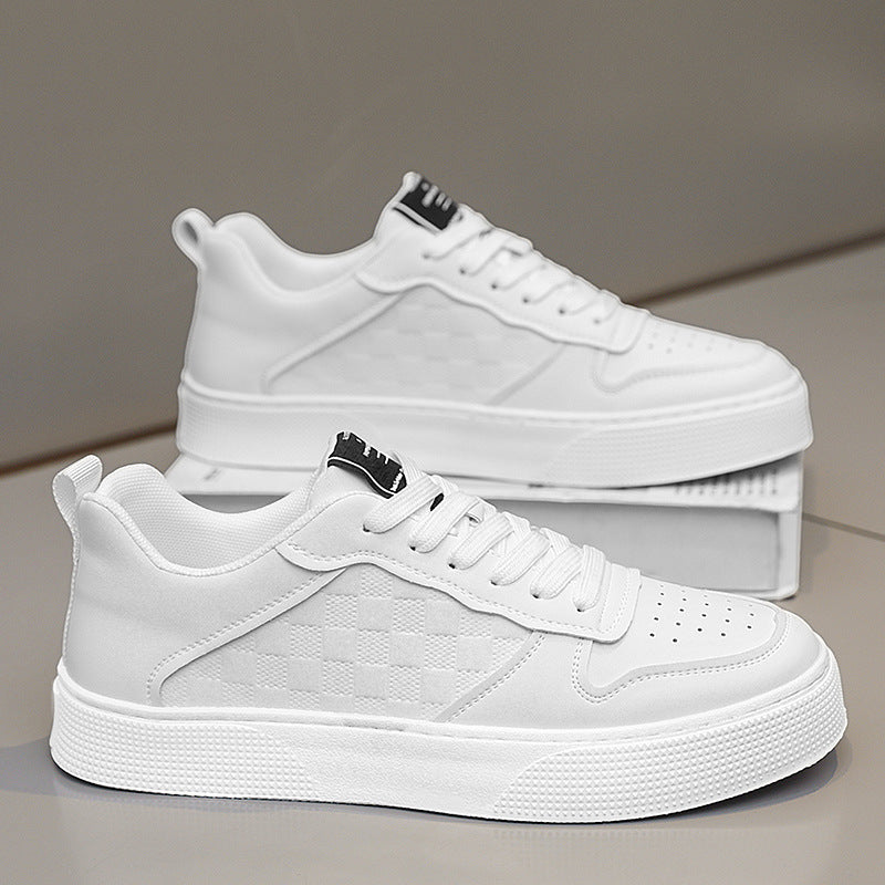 Baskets basses décontractées à lacets pour hommes, chaussures plates à carreaux respirantes