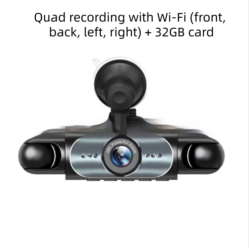 Caméra de surveillance embarquée HD à quatre objectifs avec caméra de recul