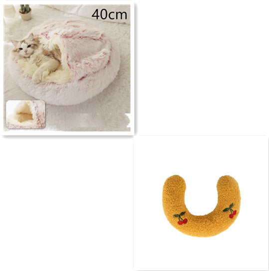 2 en 1 Lit pour chien et chat Lit d'hiver pour animaux de compagnie Lit rond en peluche Lit chaud Maison douce longue en peluche Produits pour animaux de compagnie