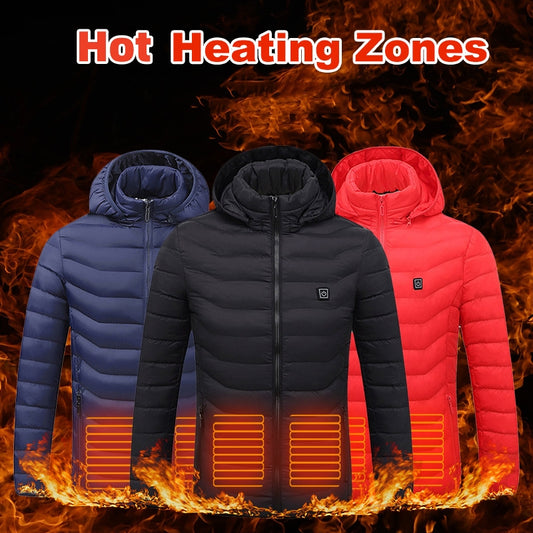 Winter Beheizte Jacke USB Elektrische Baumwolljacke Reißverschluss Heizung Thermokleidung Heizweste für Herren