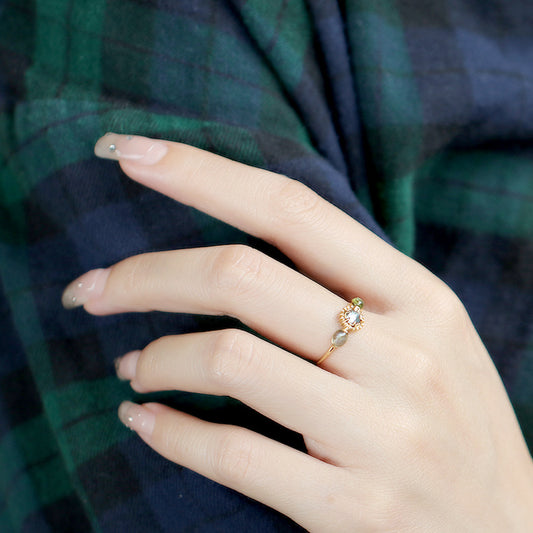 Bague Topaze Péridot Argent sterling S925