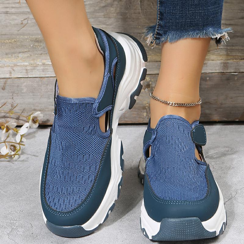 Mesh-Sportschuhe Damenmode Outdoor Flache Ferse Runde Zehe Preppy Laufschuhe