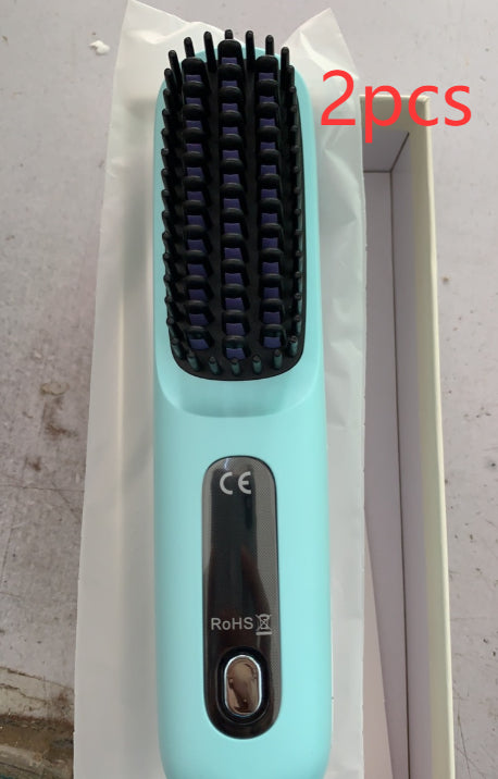 Trendy 2 In 1 Straight Hair Comb Wireless Hair Straightener Brush Hai