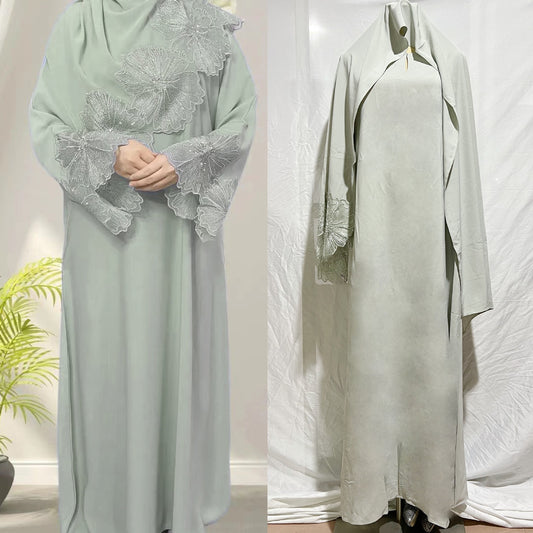 Stylish Women'S Muslim Robe Malay Indonesian Dress With Headscarf for