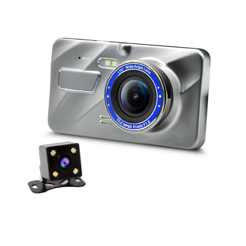 Écran IPS de 4 pouces pour tableau de bord, vision nocturne HD, double objectif en alliage de zinc