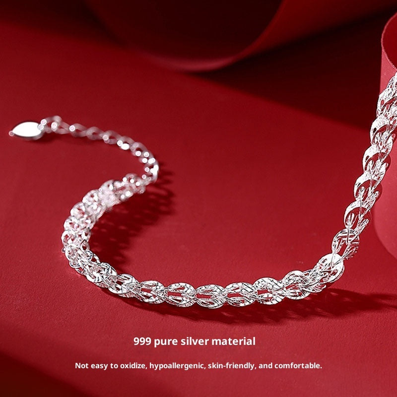 S999 Pure Silver Phoenix Tail Bracelet Female Sterling Silver Bracelet