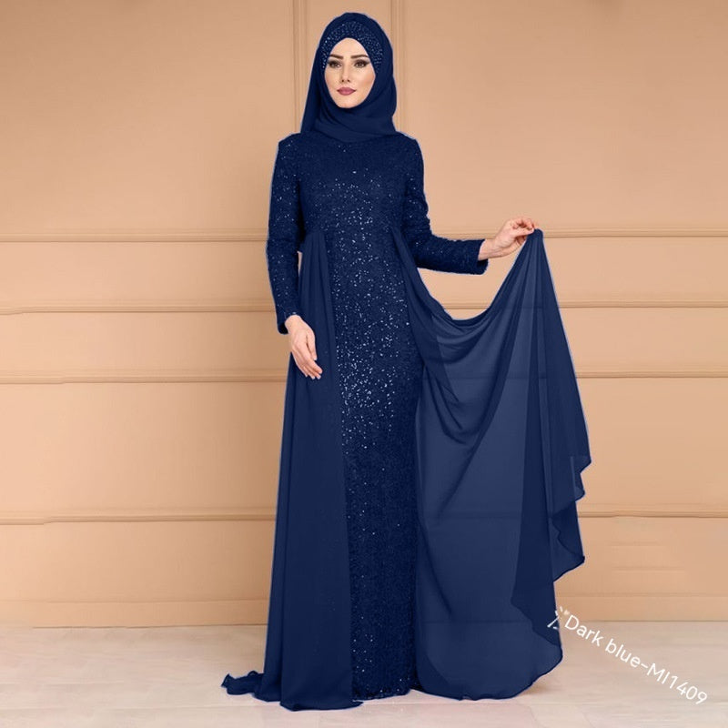 Robe longue queue de poisson Noble Élégante Amincissante Pailletée Style Rétro pour Femme