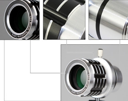 12X mobiles Teleskop allgemeine 12-fach lange Brennweite Kameraobjektiv mit drei Fuß Reise universell universell omnipotent