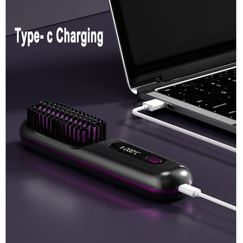 Trendy 2 In 1 Straight Hair Comb Wireless Hair Straightener Brush Hai