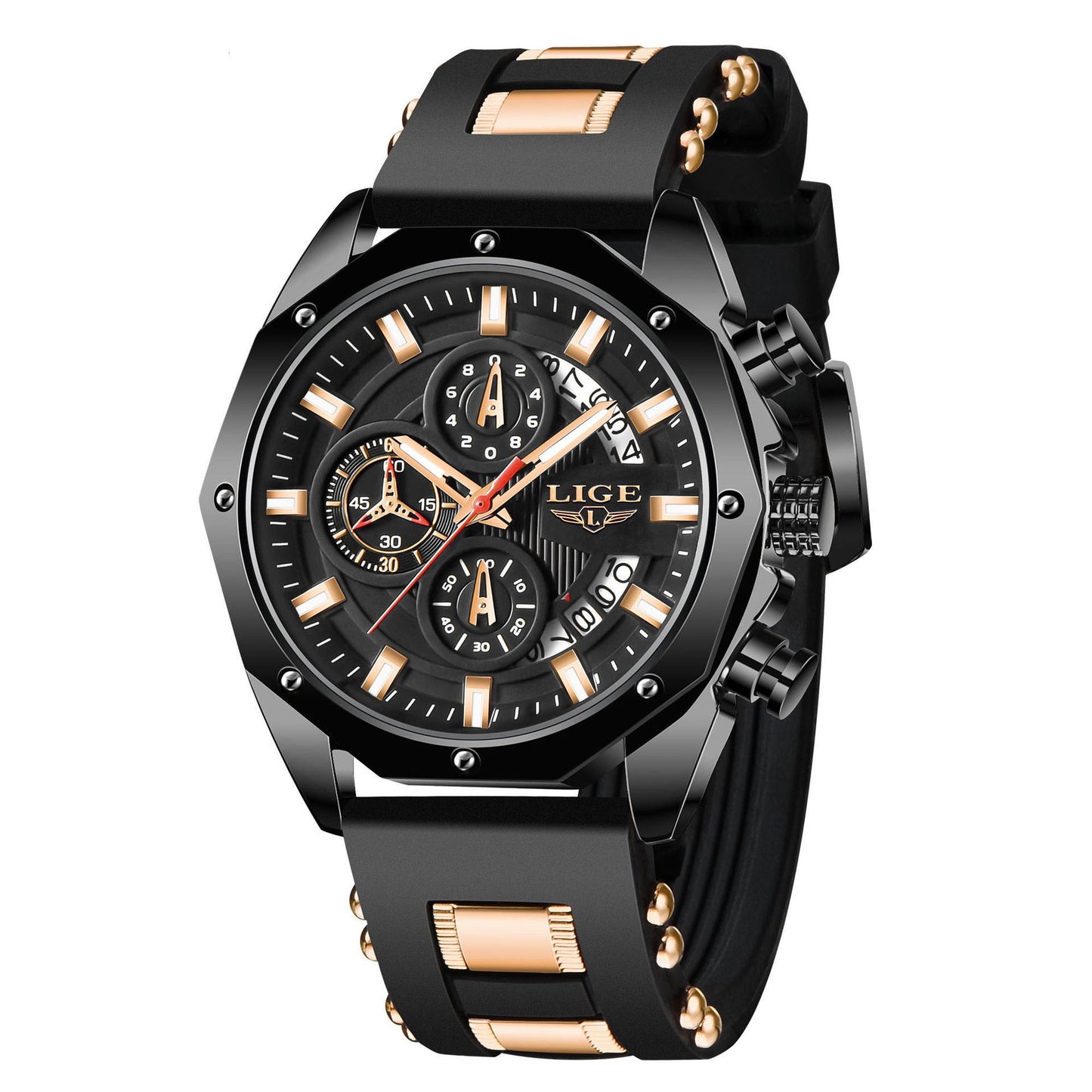 Herrenuhren Top Marke Luxus Silikon Sportuhr Herren Quarz Datum Uhr Wasserdichte Armbanduhr Chronograph