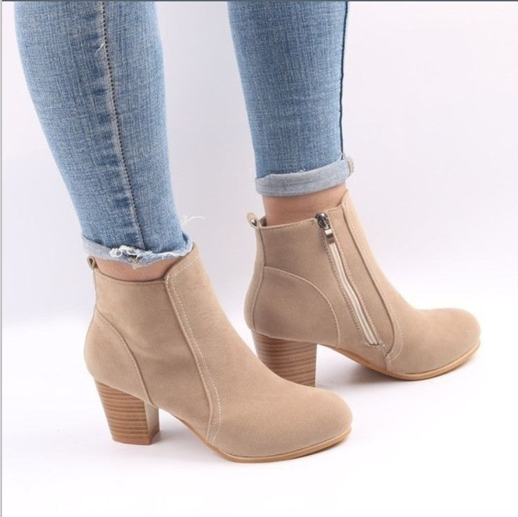 Bottes Martin à talons hauts et fermeture éclair latérale pour femmes