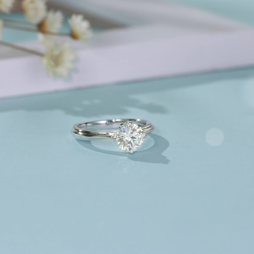 Straight Arm Lotus 925 Sterling Silver Inlaid Moissanite Ring